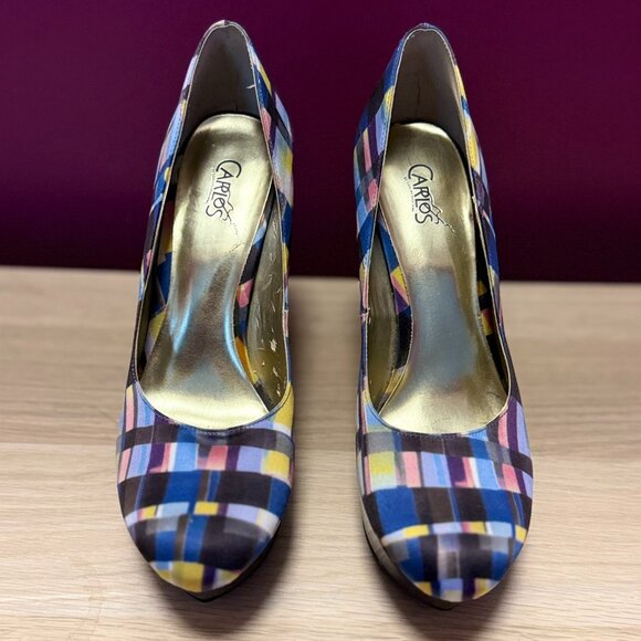 Carlos Santana Destiny “Azul” Plaid Heels – Multicolor Pumps 8.5 - Picture 1 of 8